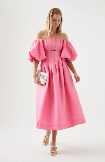 Aje Eugenie Off Shoulder Midi Dress