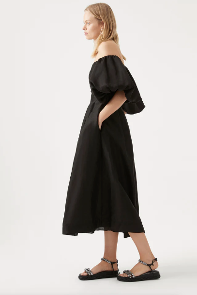 Aje Eugenie Off Shoulder Midi Dress - Black